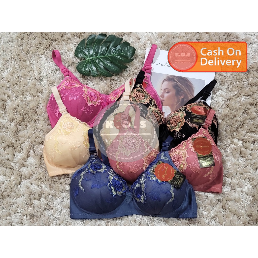 bra bh busa tipis bordir bunga cantik size 36 - 42 kait 3