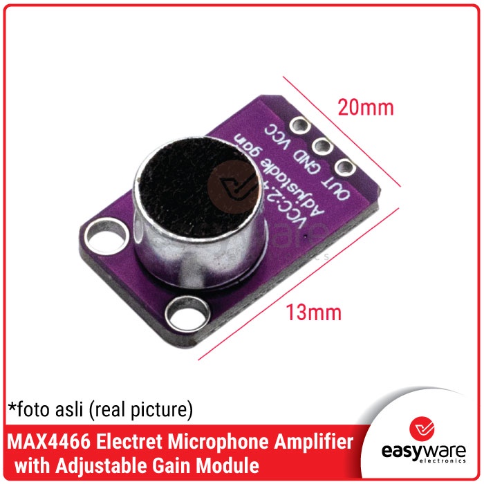 GY-MAX4466 MAX4466 Electret Microphone Amplifier with Adjustable Gain Module