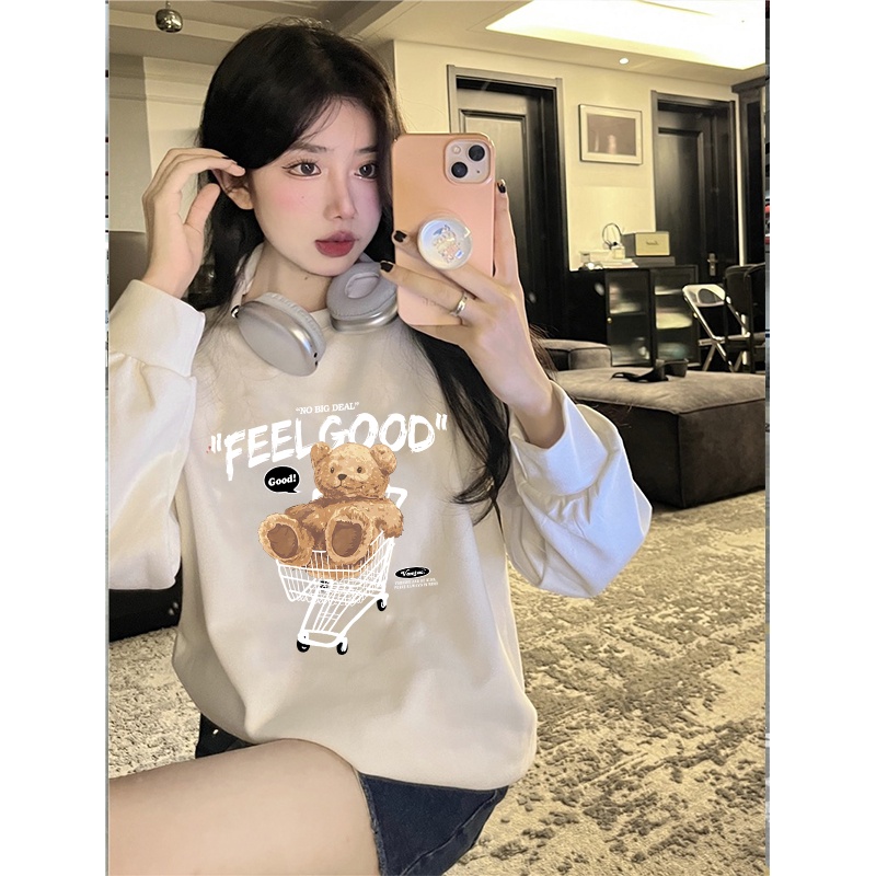 Sweater Oversize Teddy Bear Sweater Oversize Korean Style/kaos polos lengan panjang