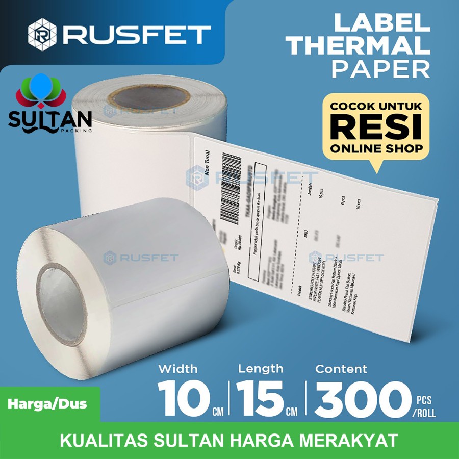 

Stiker Thermal Label Barcode/Label Resi 100 x 150mm 300pcs Per Dus/Kargo