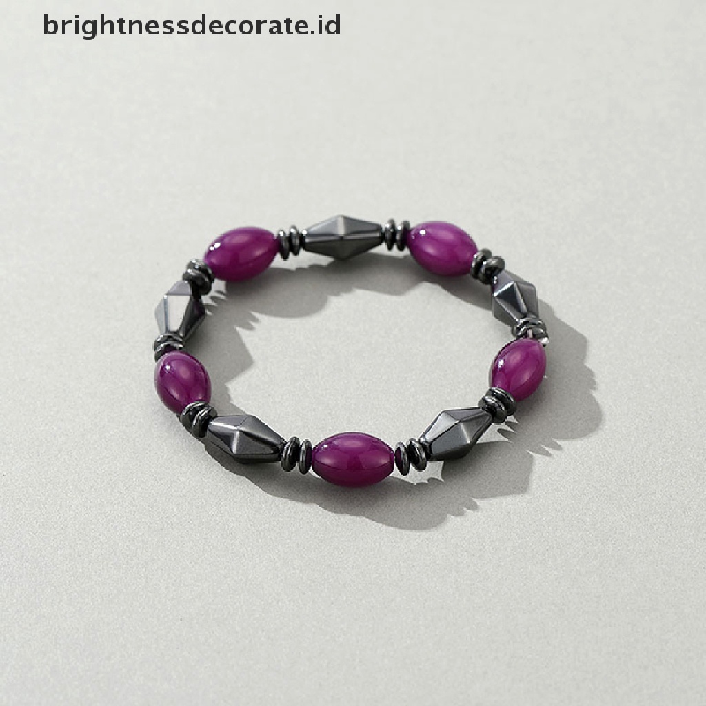 [Birth] Natural Hematite Braceket Anklet Magnet Gelang Pelangsing Sehat Perhiasan Penurunan Berat Badan Wanita Pria [ID]