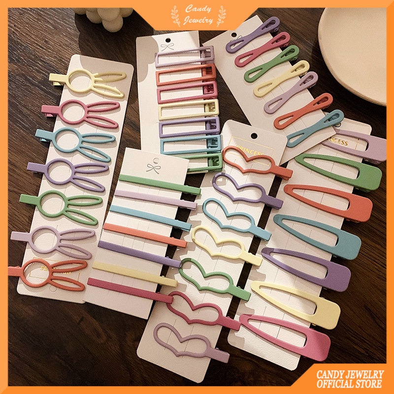 7pcs/set Jepit Rambut Warna Permen Untuk Wanita Anak Poni Klip Korea fashion hairclip Aksesoris Rambut CANDY JEWELRY