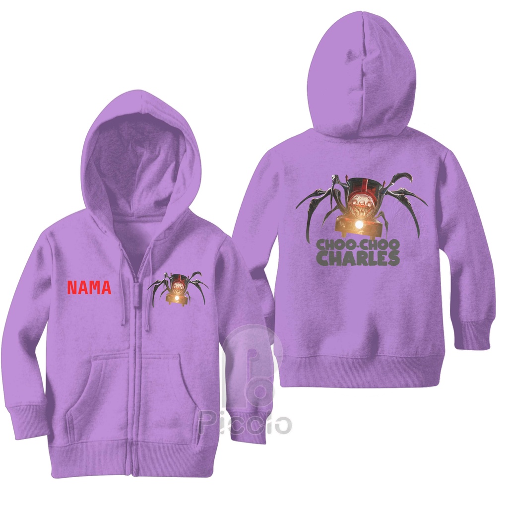 SWEATER HOODIE ZIPPER ANAK MOTIF CHOO CHOO CHARLES MONSTER KERETA API (FREE NAMA)