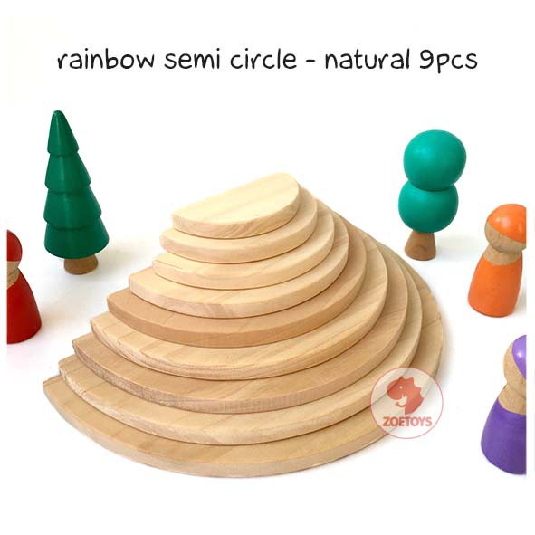 Zoetoys Montessori Rainbow Board Semi BIG Size Bright Pastel Natural | Board Stack Mainan Kayu Pelangi Susun Wooden Building Stacking Toy Cari kado Edukasi Natal