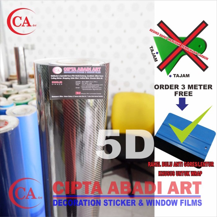 

TERLARIS | STICKER / STIKER CARBON FIBER 5D UNTUK KAP/ROOF MOBIL, MOTOR L-150 CM