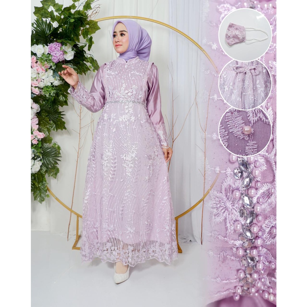 Gamis brokat jumbo Gamis pesta Gamis akad pernikahan wisuda lamaran SIZE M L XL XXL