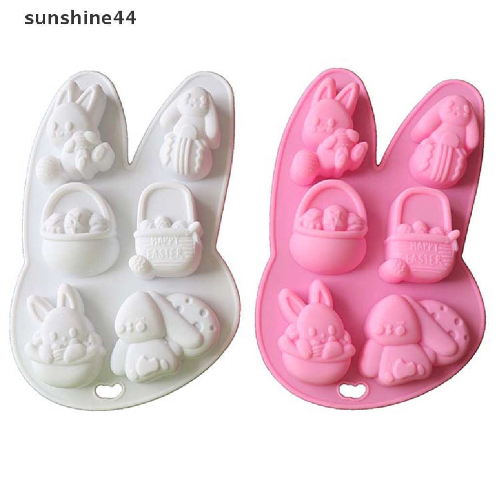 Sunshine Easter Silicone Mold Rabbit Cetakan Sabun Permen Kue Coklat Telur Berwarna.