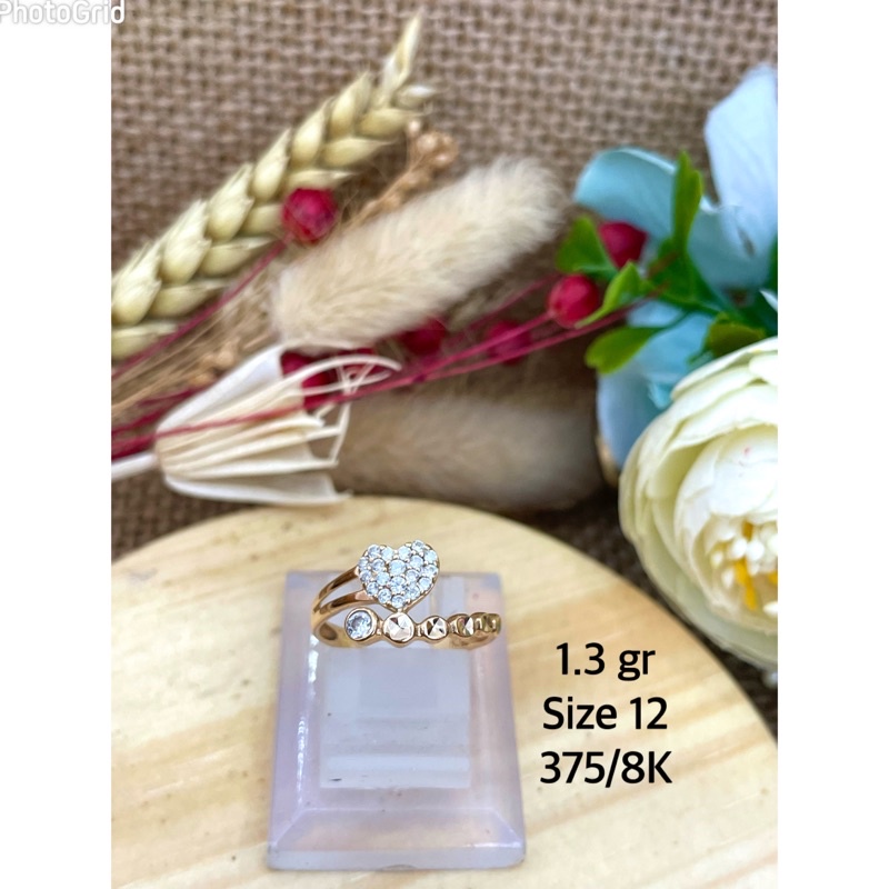 Cincin lilit model jantung hati mata ac 3231 - 1.3 Kuning 375/8K