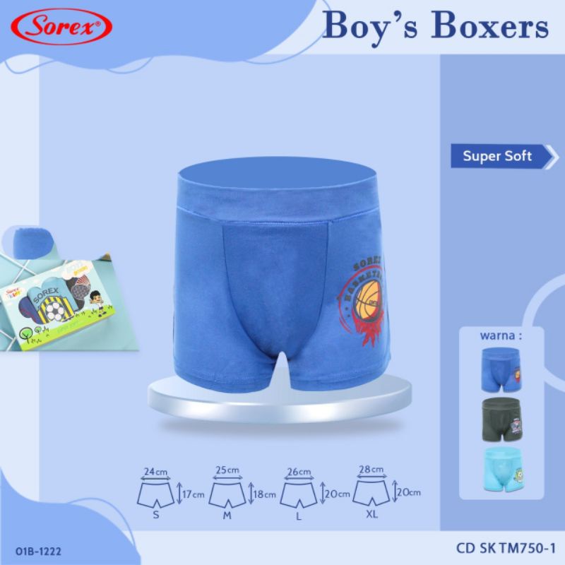 Sorex Kids TM 750 CD Anak Boxer Laki Boys Super Soft S,M,LXL