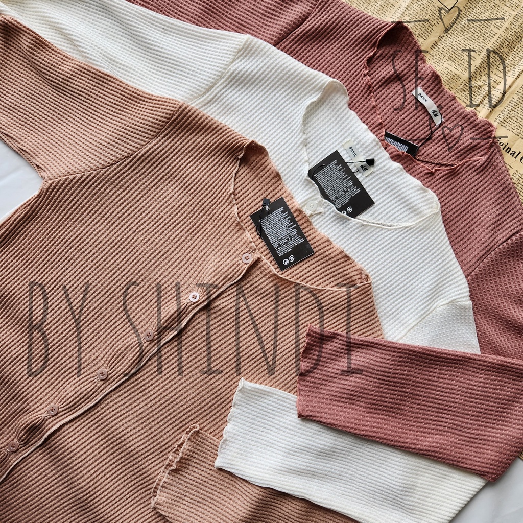 By Shindi - Cardigan Basic Kancing / Cardigan Crop Top Rajut  Premium / Crop Top