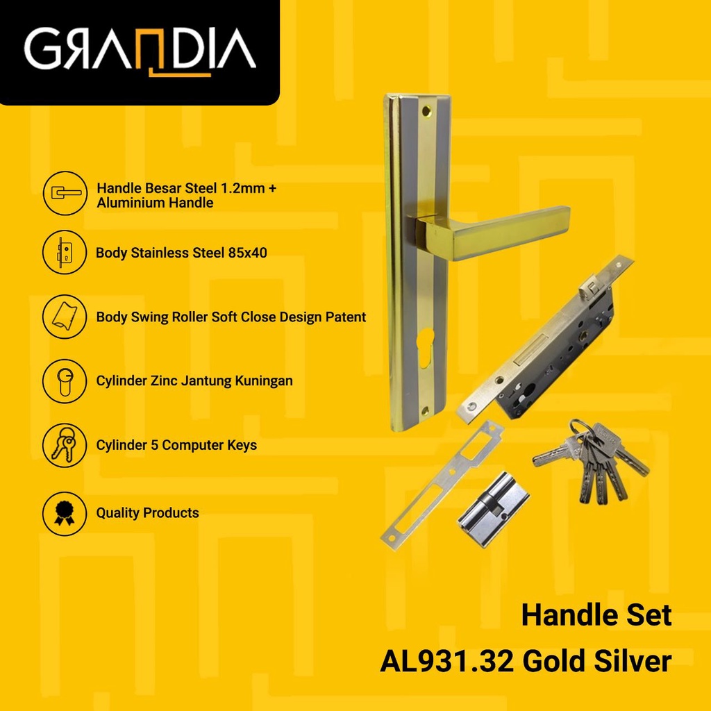 Handle Pintu Murah Besar Grandia Gagang Pintu Besar Kayu Set / Door Handle Besar AL931.32