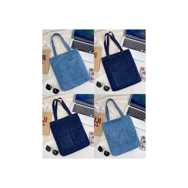 OGRIV NIMU 2 DENIM TOTE BAG / JEANS TOTE BAG / CANVAS TOTE BAG / TAS KANVAS / TAS SEKOLAH / TAS WANI