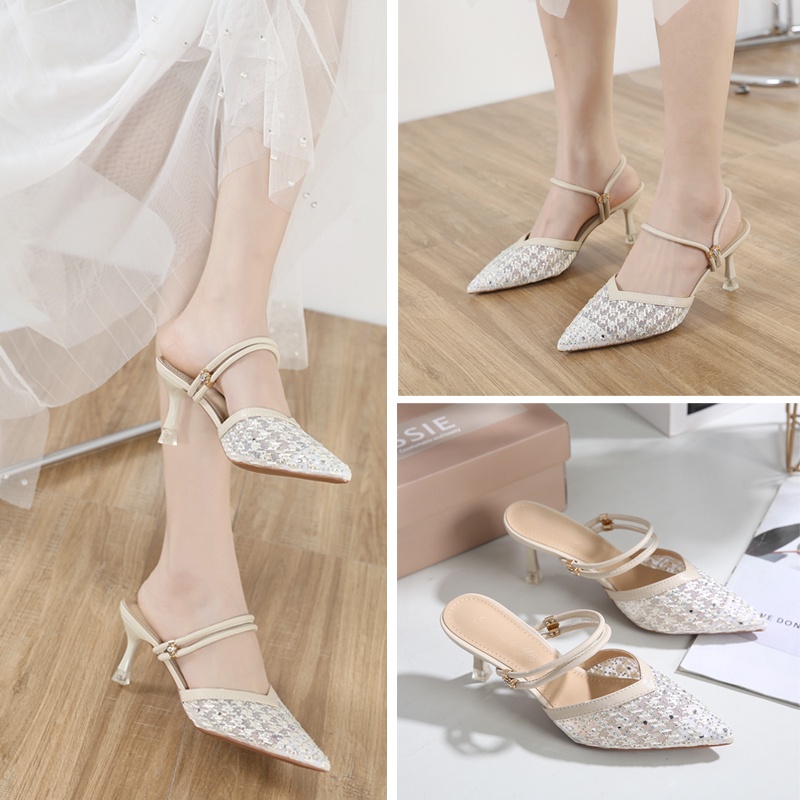 GSW SEPATU SANDAL HEELS 7CM PESTA WANITA IMPORT ( 221-1 ) Sepatu heels Pesta wanita Sandal Pesta Wanita import heels Pesta wanita import original Cassie