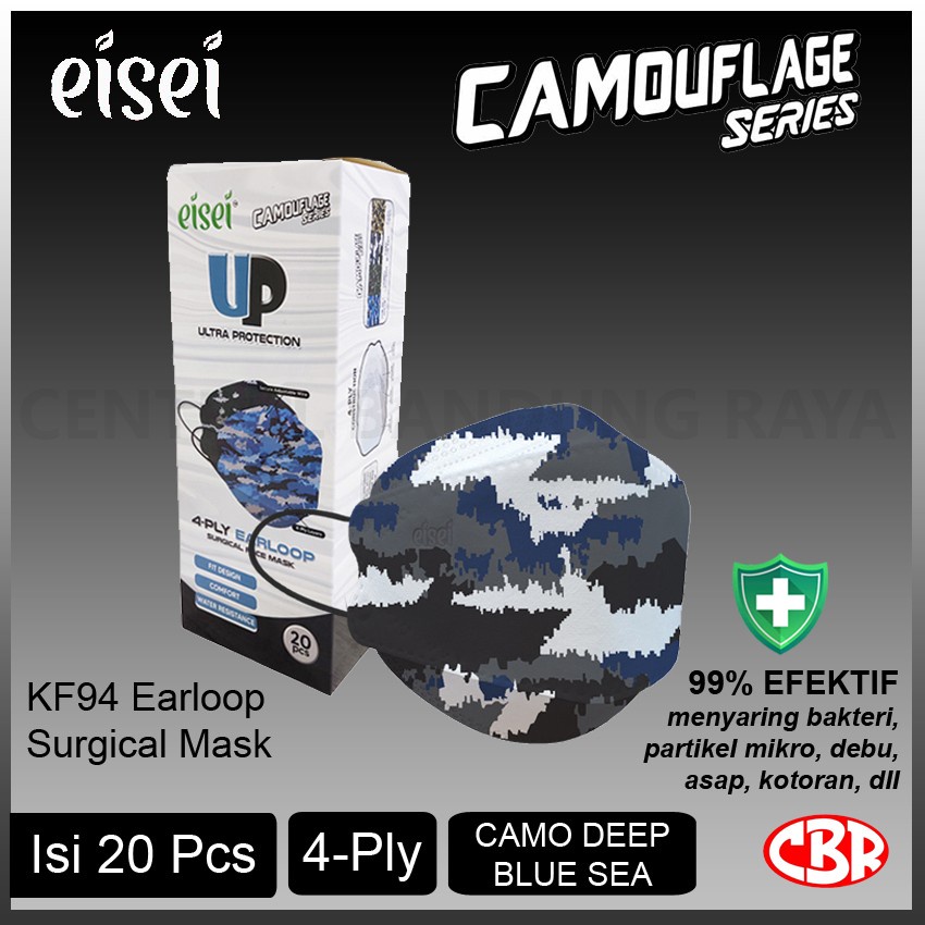 EISEI CAMOUFLAGE SERIES | Masker KF94 4-Ply Model Army isi 20 Pcs