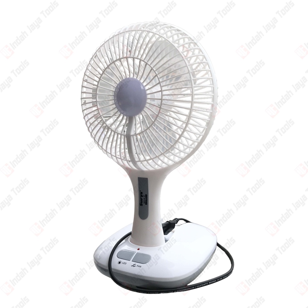 SURYA ENGLAND 6 INCH Kipas Angin Meja Duduk Emergency Fan + LED SNI