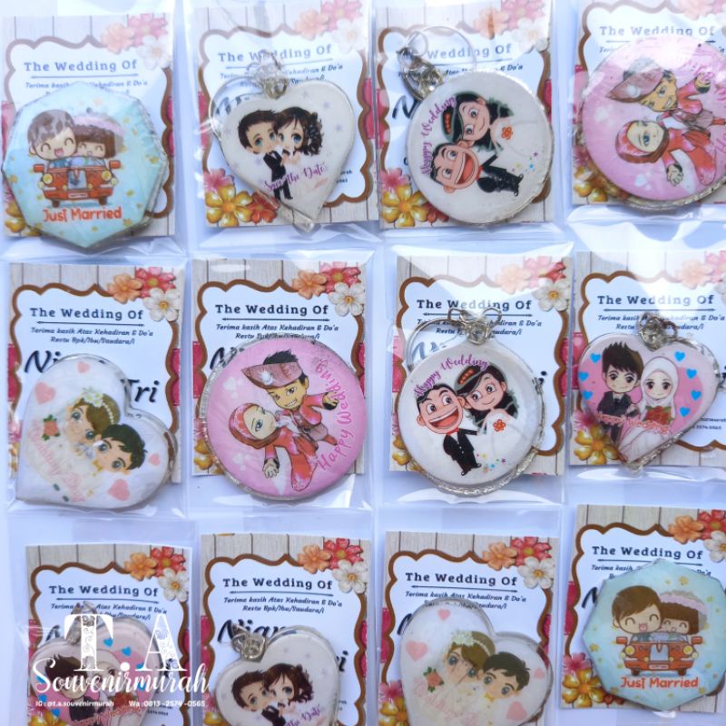 Souvenir Gantungan Kunci Wedding / Free Thanks Card nama