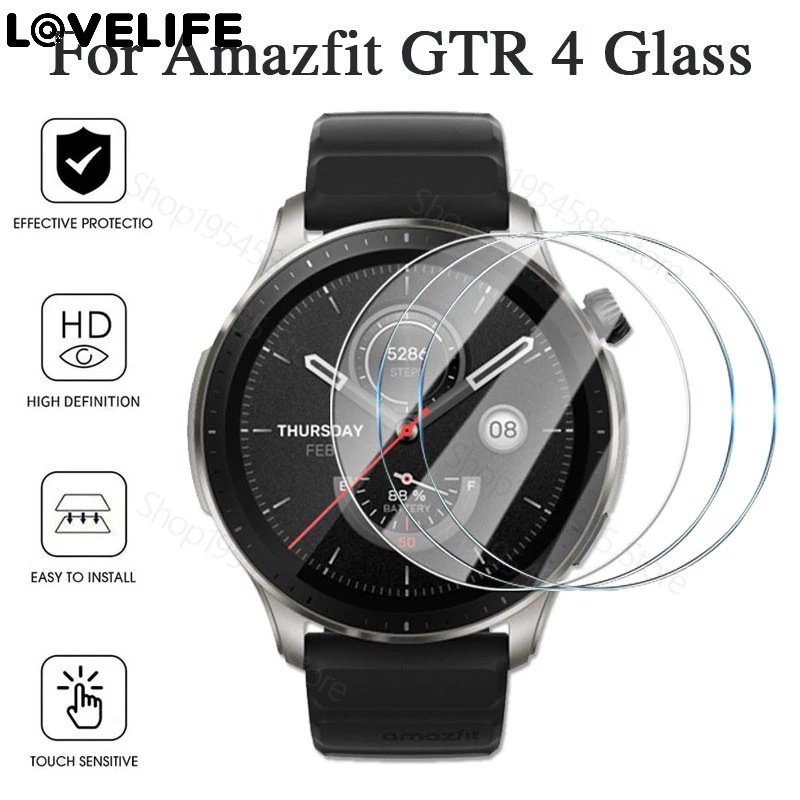 Bubble-free Cover Pelindung Anti Gores Shockproof Pelindung Layar HD Watch Tempered Glass Film Watch Screen Guard Aksesoris Untuk Huami Amazfit Gtr4