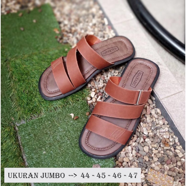 BIG SIZE - Sandal Pria Kulit Asli Ukuran Besar Jumbo 44 45 46 47 ORIGINAL