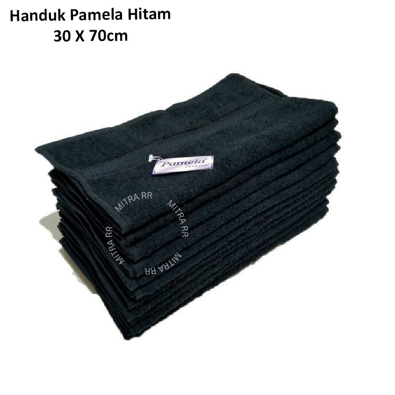 Handuk Pamela Hitam by Lenuta 30 x 70cm | Handuk Salon Handuk Muka Handuk Olahraga Polos Hitam