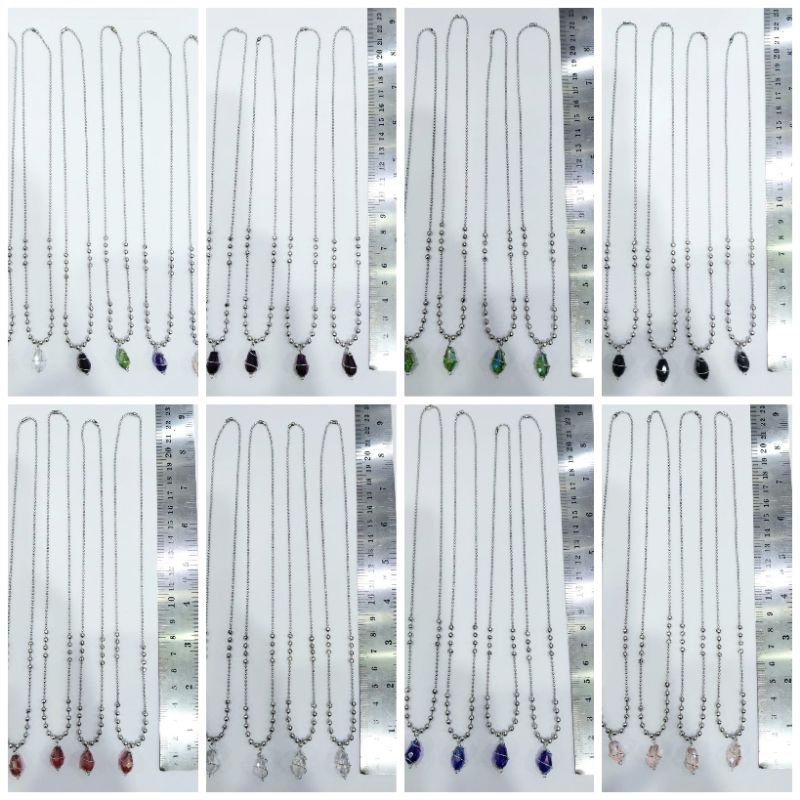 Kalung Monel Merica Kristal Stainless Steel 12buah Kulakan Grosir