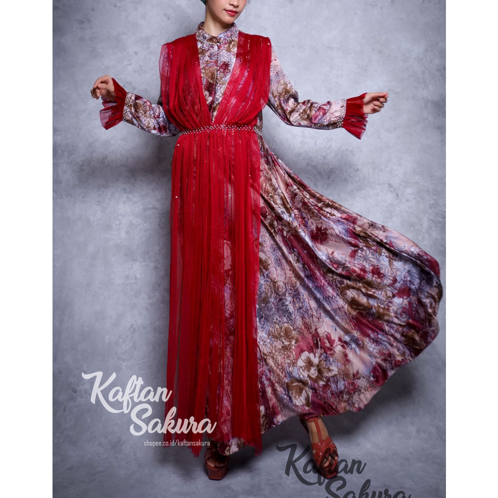 GAMIS RAMADHAN BAHAN TILE DENGAN MOTIF BUNGA BUNGA UKURAN ALLSIZE GAMIS REMAJA TERBARU