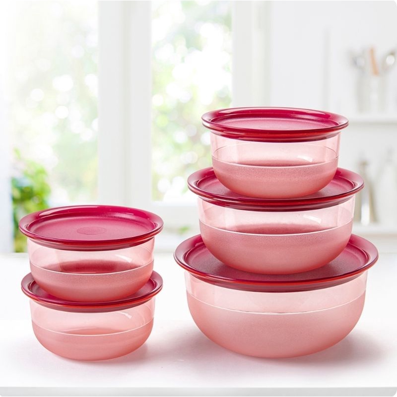TUPERWARE LUXURY TABLE COLLECTION SET TABLE MERAH BOWL MERAH TEMPAT LAUK