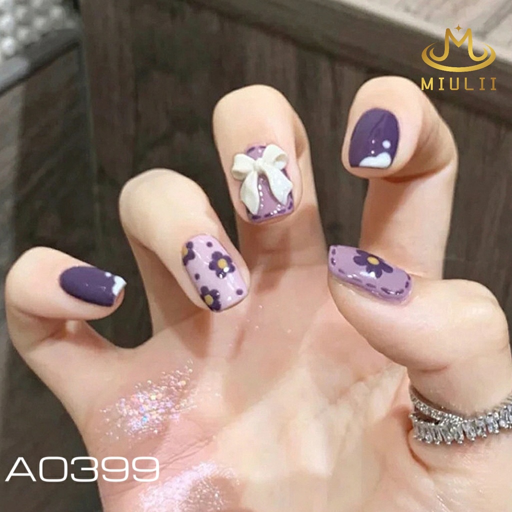 MIULII / KUKU PALSU CUTE / CANTIK  / 24PCS / 3D / NAIL ART / PREMIUM / MURAH / FAKE NAIL / BEAUTY NAIL / WEDDING / PESTA / SANTAI / CUTE / DAILY / KERJA / KANTOR / FREE LEM JELLY / KUTEK F