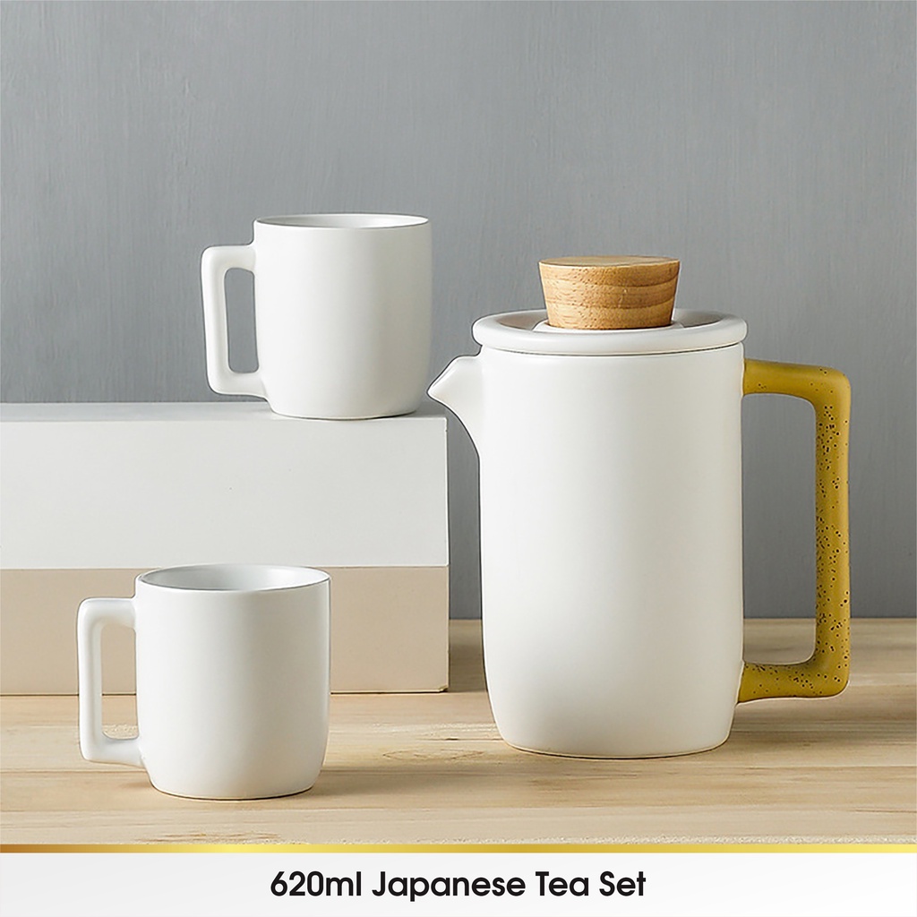 Japanese Chinese Cangkir Teko Keramik Piring Lepek Tatakan Kecil Mini Set 5 in 1 Teh Tea Cup Kopi Minum Dapur Hampers Hadiah Kantor Kado Ulang Tahun Gift Box