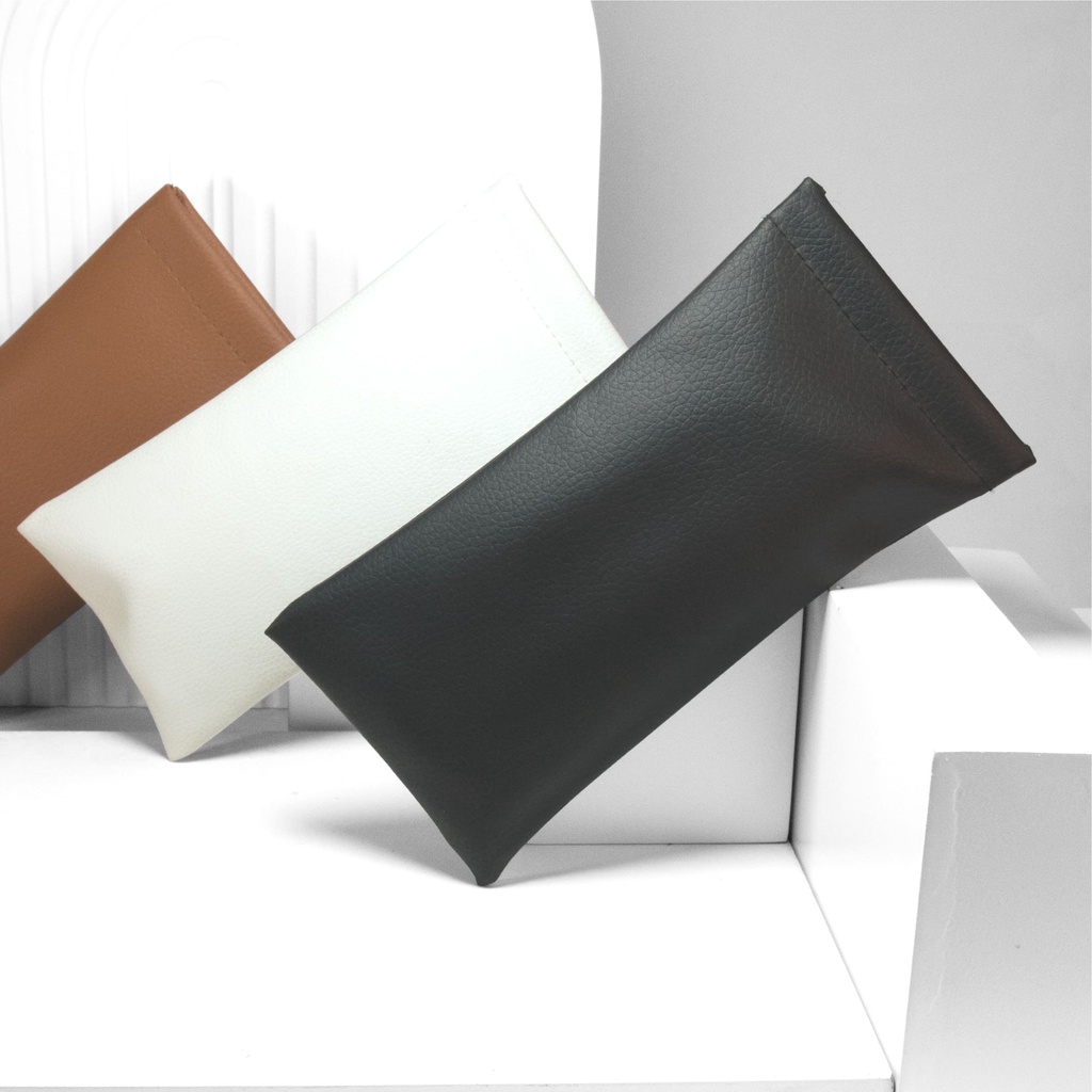 La Chapella - Pouch Kacamata Serbaguna Motif Kulit Sintetis Klasik Desain Simple C013