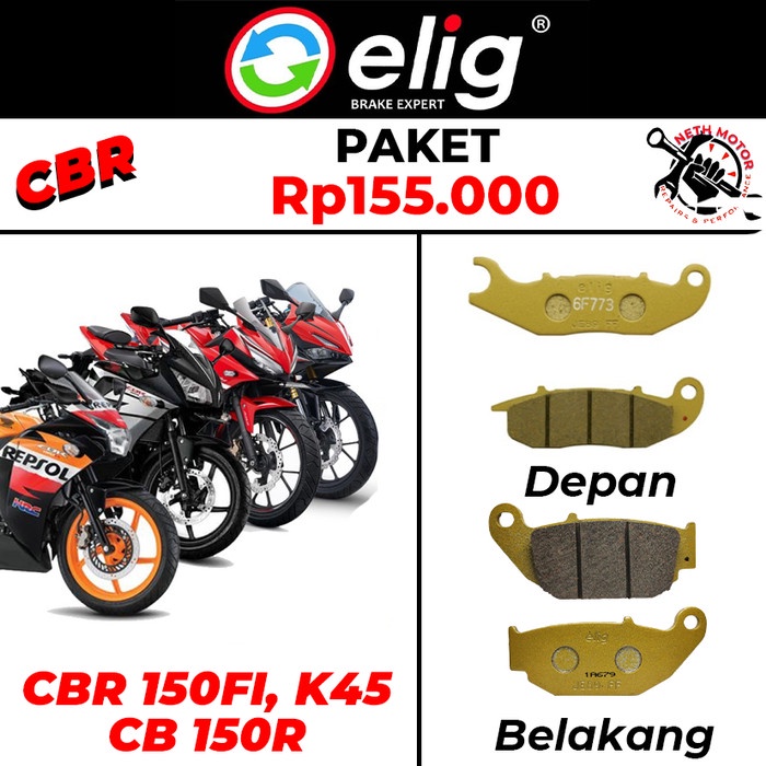 PAKET KAMPAS REM DEPAN BELAKANG ELIG CBR 150 FI,K45,K45G,CB 150 R #ORIGINAL