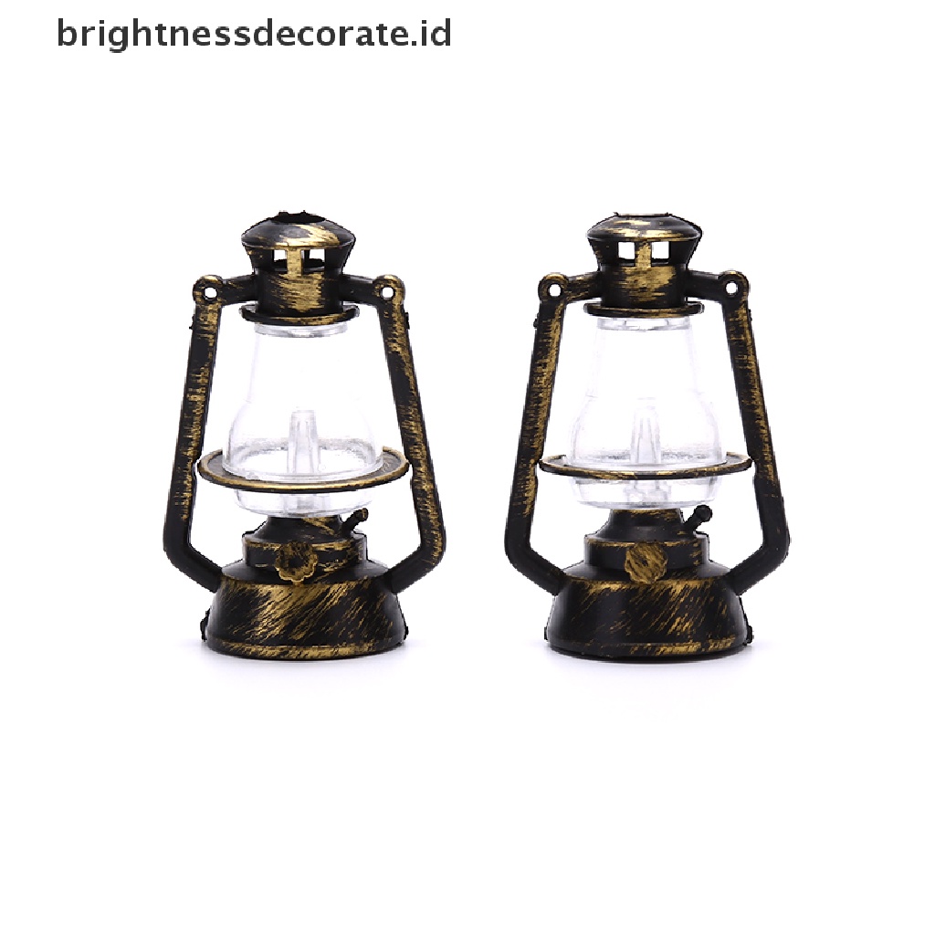 [Birth] Rumah Boneka1: 12lampu Minyak Tanah Mini Retro Hitam Rumah Boneka Dekorasi Pemandangan Hidup [ID]