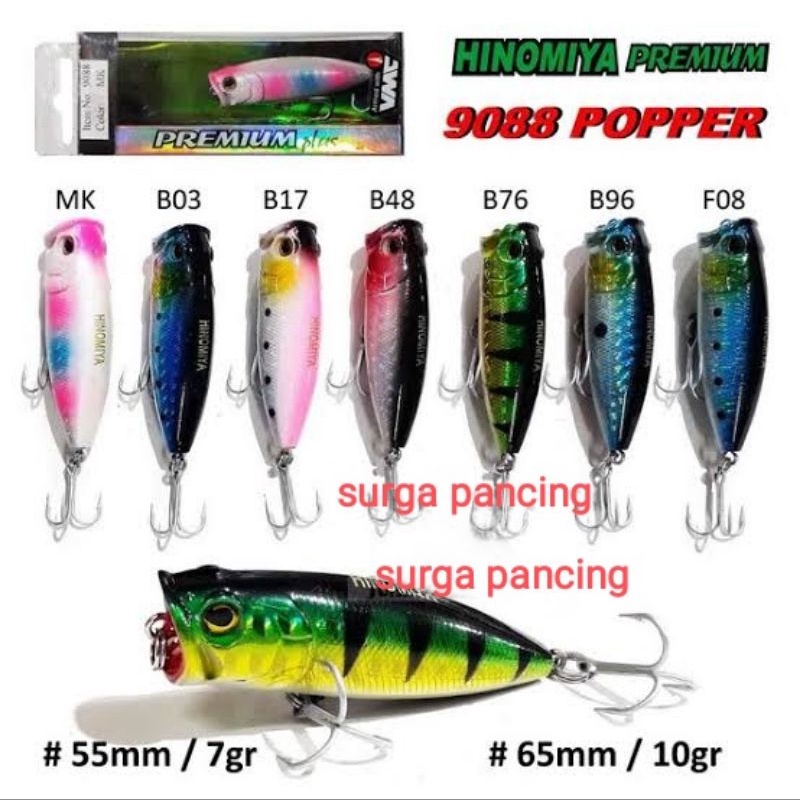 lure umpan POPPER HINOMIYA PREMIUM PLUS 9088 mini 55mm