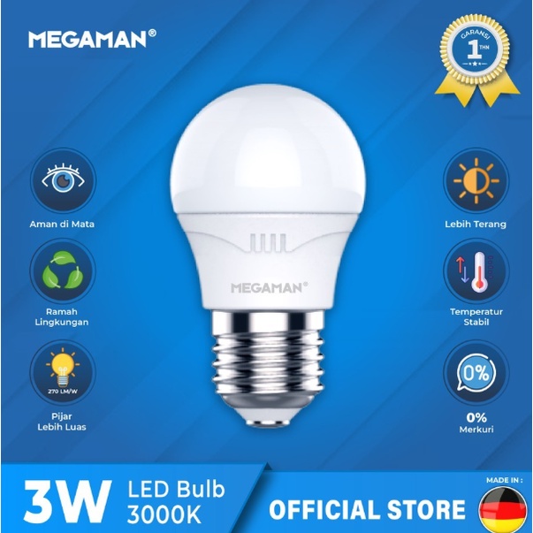 LAMPU LED / BOHLAM MEGAMAN A-BULB YTA50Z1 3W / 3 WATT (GARANSI RESMI)