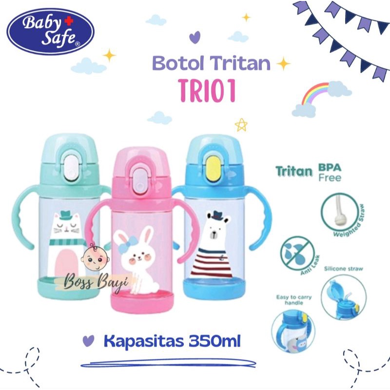 BABY SAFE - Tritan Bottle Drink / Tritan Straw Cup / Botol Minum Anak 350ml - TRI01