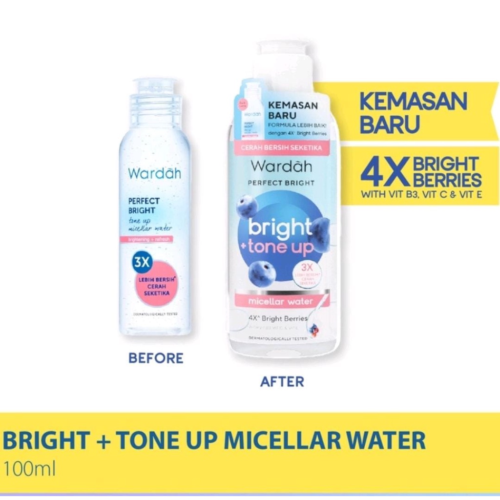 Wardah Perfect Bright Tone Up Micellar Water 100ml | Kemasan Baru