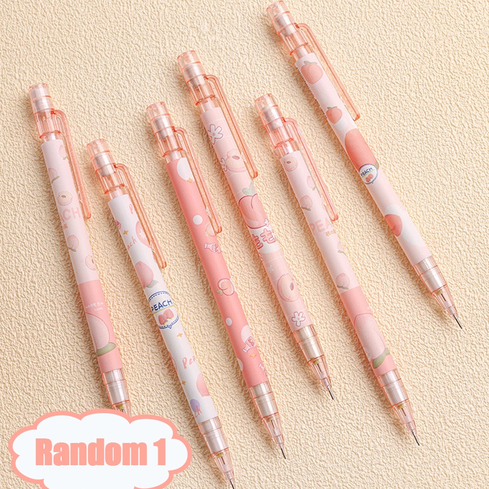 Gaya Acak Lucu Peach Pensil Siswa Otomatis 0.5mm Tergantikan Pensil Otomatis Kawaii Alat Tulis Sekolah Kantor Pulpen Perlengkapan