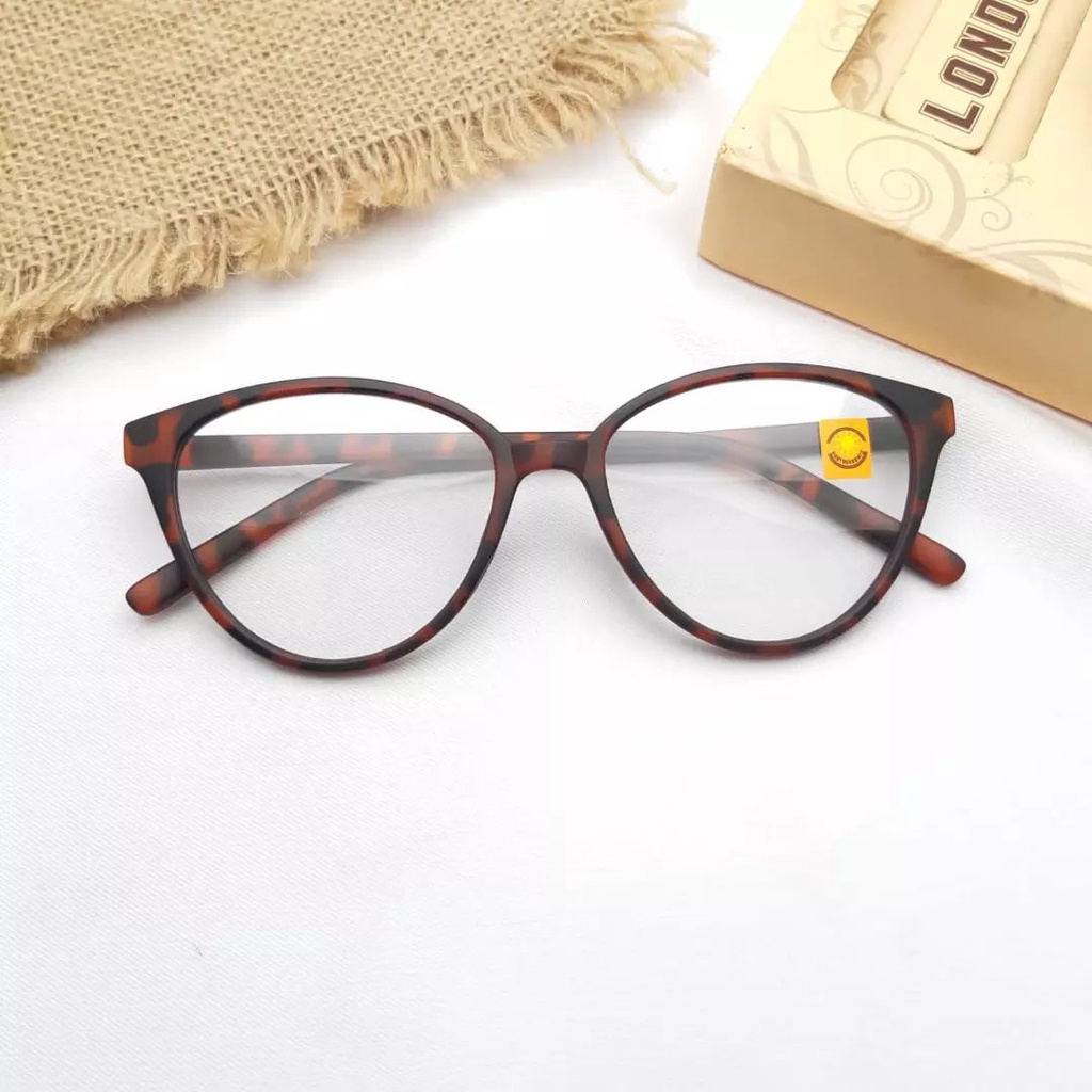 [NEW] Kacamata Photocromic Berubah Warna Frame Cantik Wanita Optik Vintage Impor Best Product Free Box Dan Lap