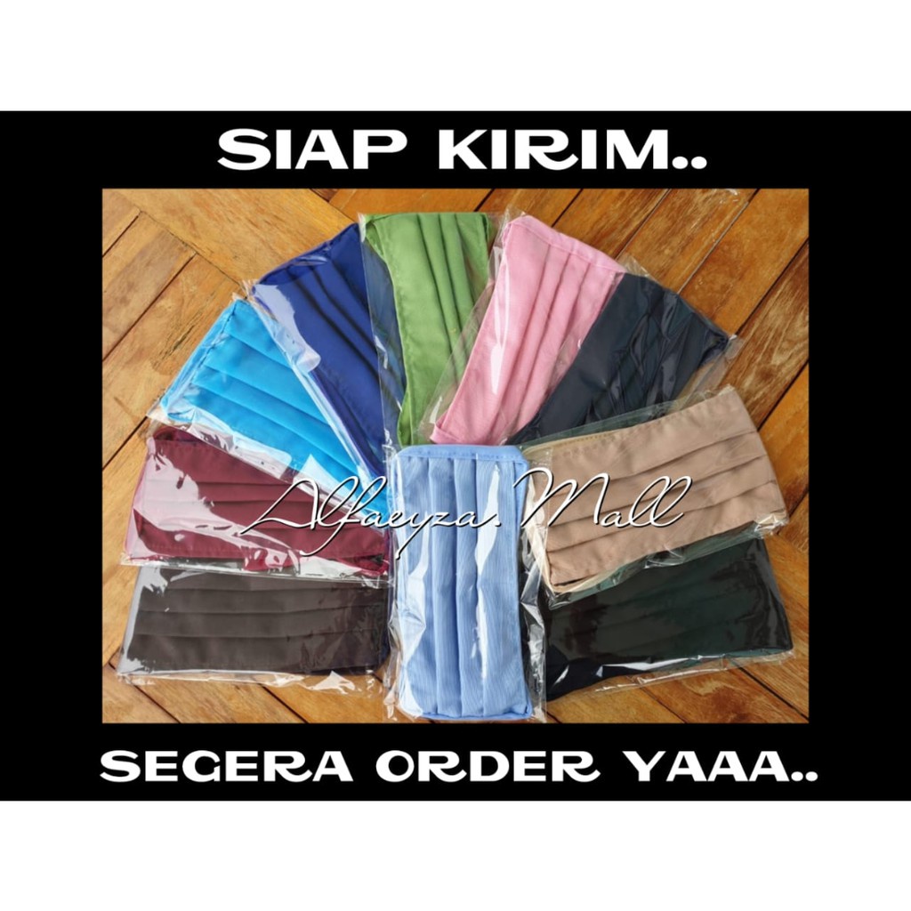 Masker Kain Polos Tali Panjang warna random bahan Oxford