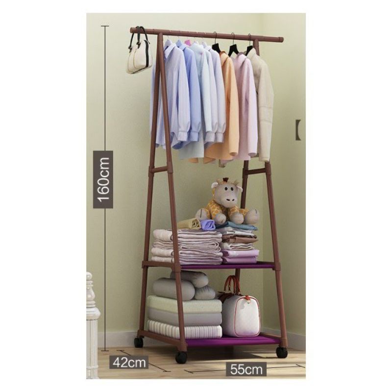 [RA] RAK STAND TRIANGLE HANGER SEGITIGA RODA BAJU TAS BUKU SERBAGUNA