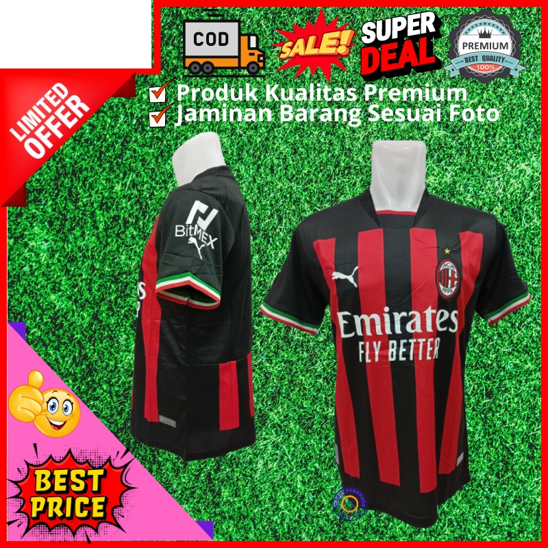 (jerseyolahraga)Kaos Bola A C Milan 2022 / Jersey Bola Milan / Jersy Milan / Jersey Milan 2022 / Baj