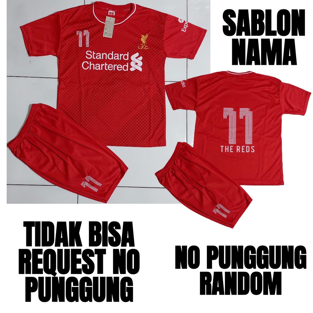 setelan baju bola anak/setelan baju futsal/baju bola liverpool merah/baju futsal murah