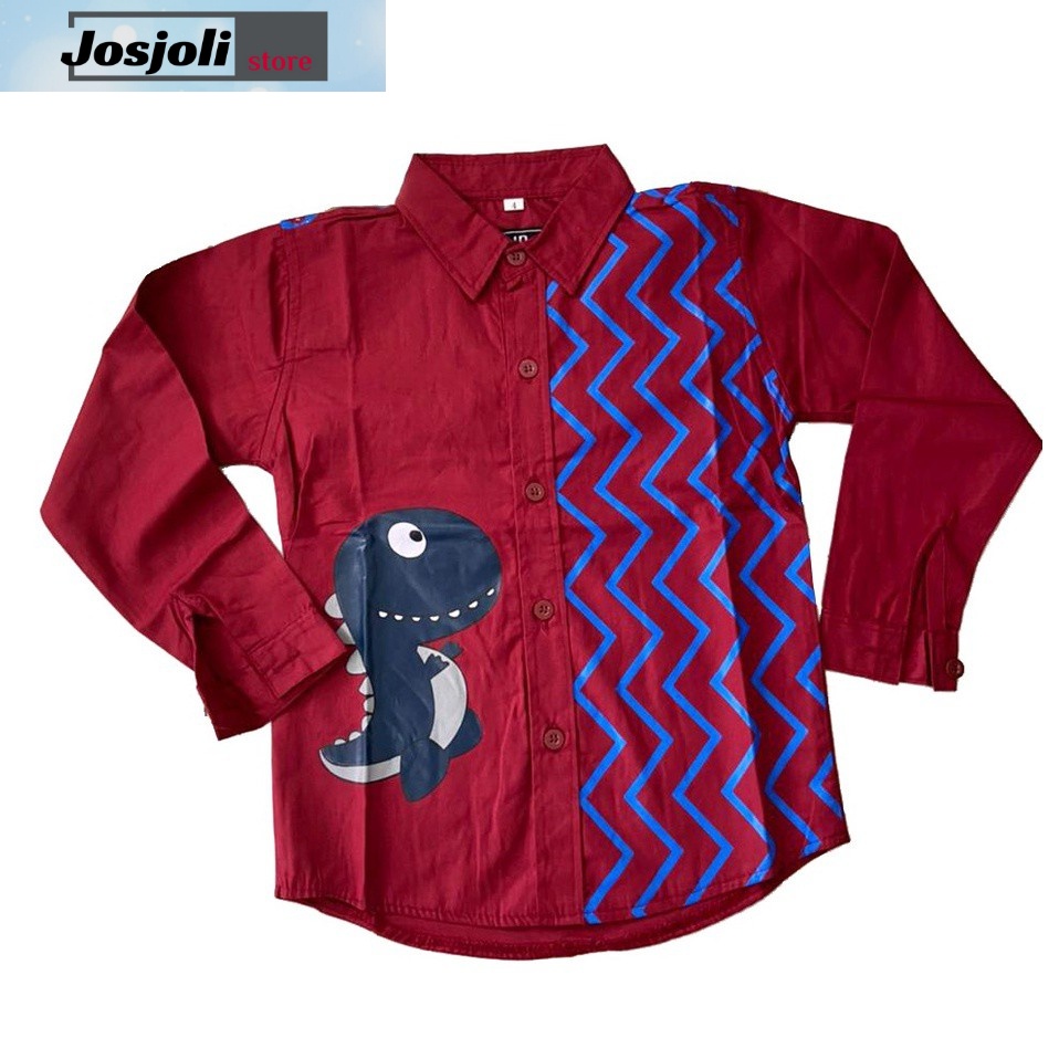 JOSJOLI_STORE/Kemeja Kids Dino/Kemeja Anak Laki-Laki/Usia 1-6 Tahun