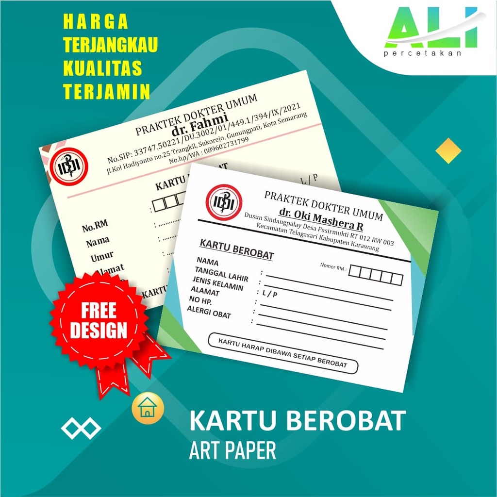 

CETAK KARTU BEROBAT /CUSTOM KARTU BEROBAT