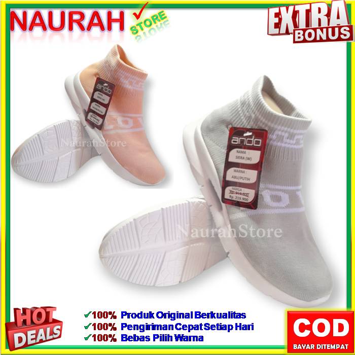 SLIP ON ANDO SIERRA SEPATU WANITA ORIGINAL KUALITAS IMPORT MODEL RAJUT ELASTIS TERBARU
