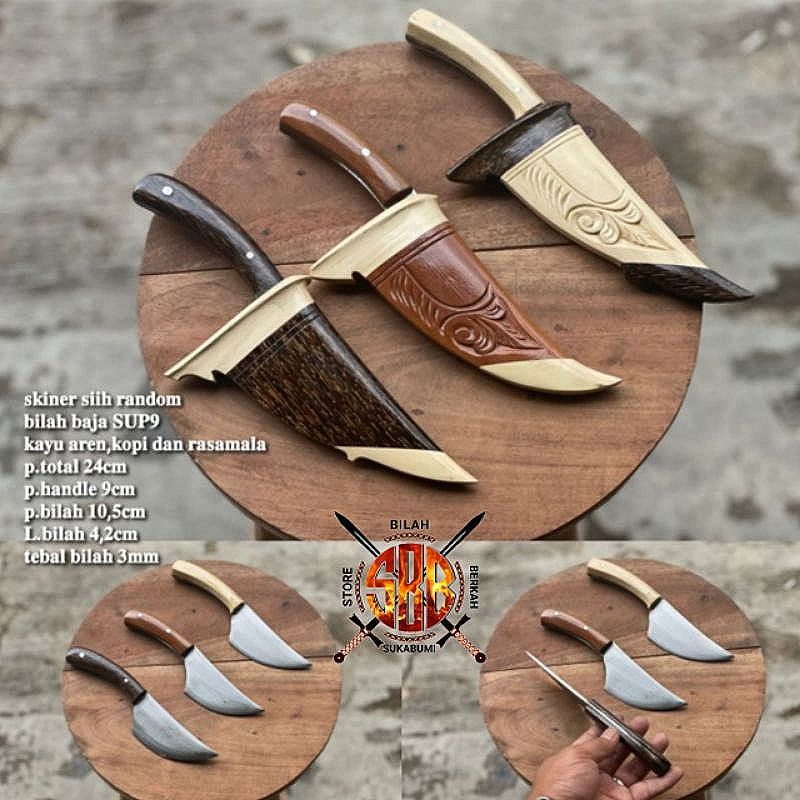 Pisau daging kecil baja per fulltang ukir