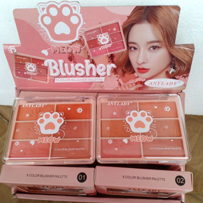 BLUSHER ANYLADY MEOW - 6 Colour Blush On Pallete