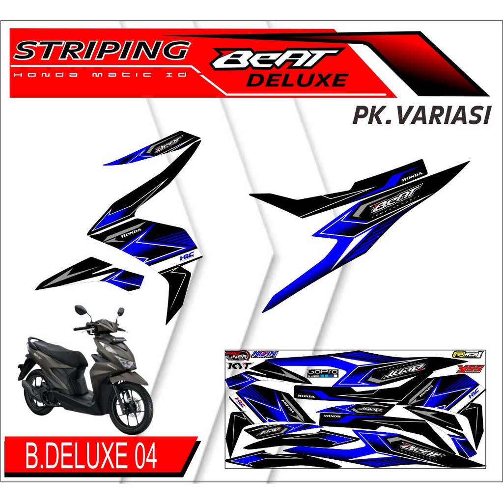 Striping Beat Deluxe - Sticker Striping List Variasi Motor Beat Deluxe Motif Racing #honda beat delu