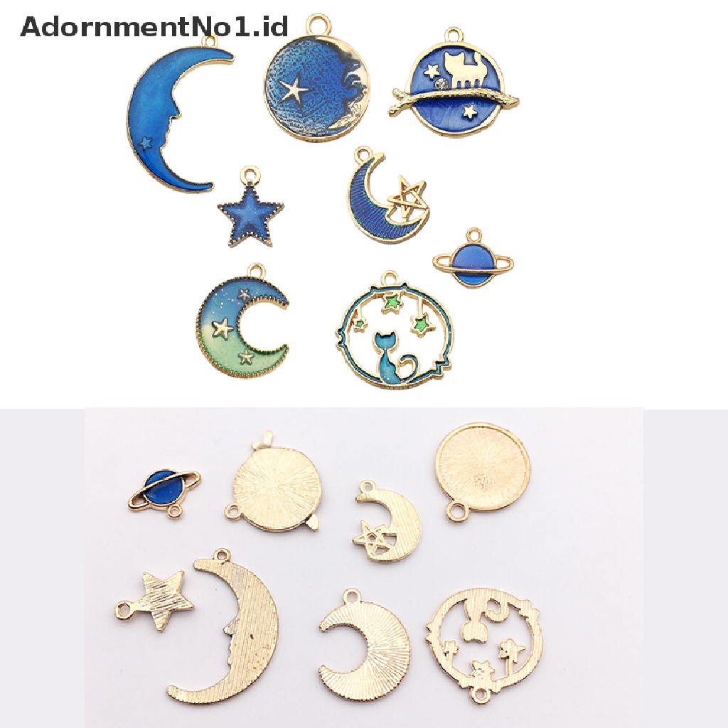 [AdornmentNo1] 24pcs/set Enamel Kucing Bulan Bintang Bumi Planet Ch Liontin Membuat Perhiasan DIY [ID]