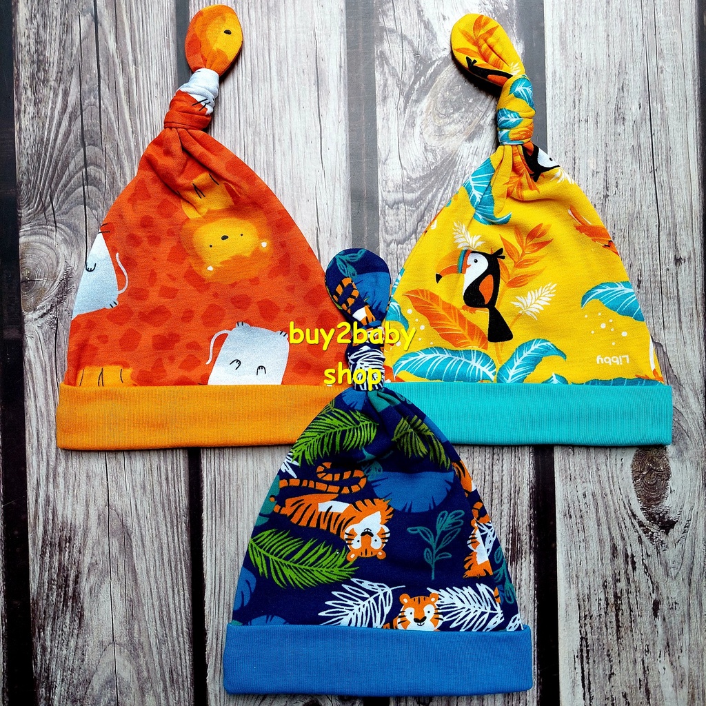 LIBBY BABY terbaru topi bayi model tali full print color 1 PCS