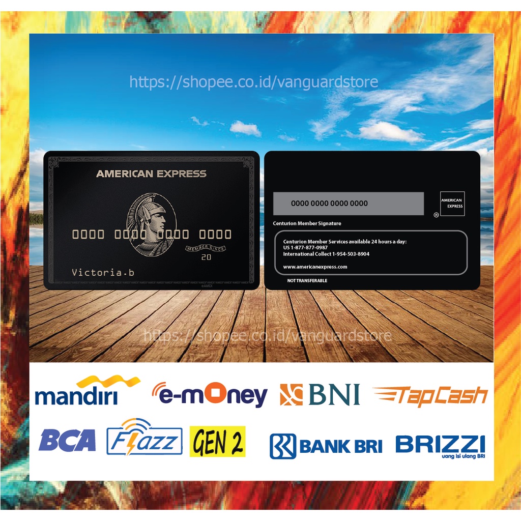 KARTU E MONEY E TOLL KARTU AMERICAN EXPRESS BLACK 6 DEBIT CREDIT EMONEY MANDIRI FLAZZ BCA BNI TAPCASH BRIZZI BRI - 2 SISI